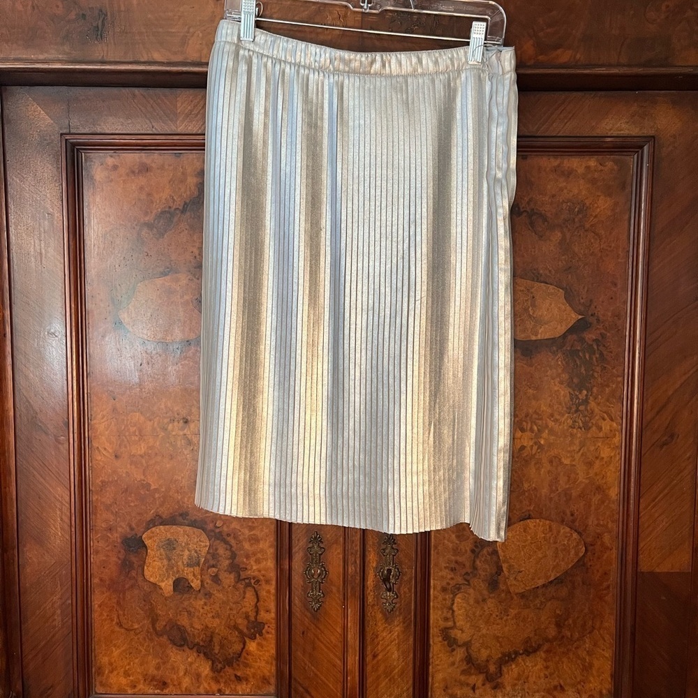 Philosophy Di Alberta Ferretti- EUC Silver Midi Pleated Skirt. Size US 6.